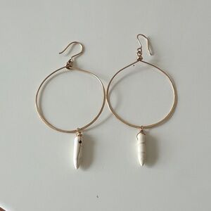 Gold Hoop Earrings with White Accents